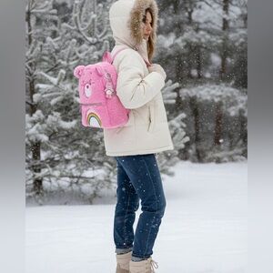 Care Bears Cheer  Pink Plush Backpack Set